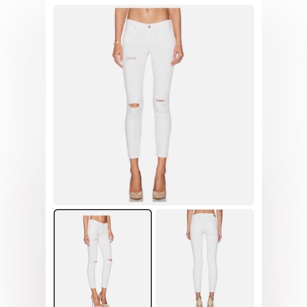 Agolde White Distressed Ankle Jeans